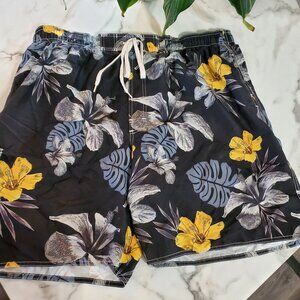 Newport Blue Island Brand Men's Black Hibiscus Print Swim Trunks size XXL